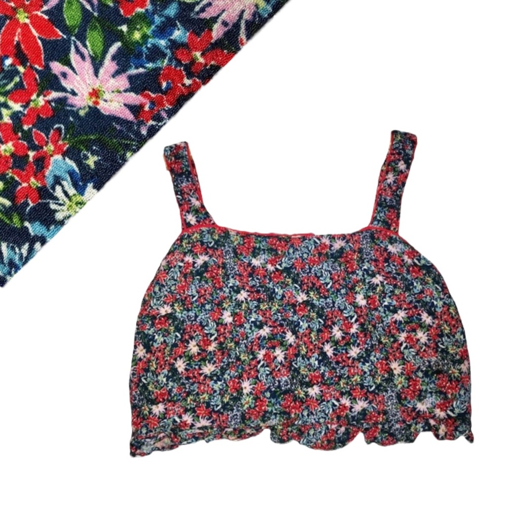 Gianni Bini Floral Crop Top with Smocked Back